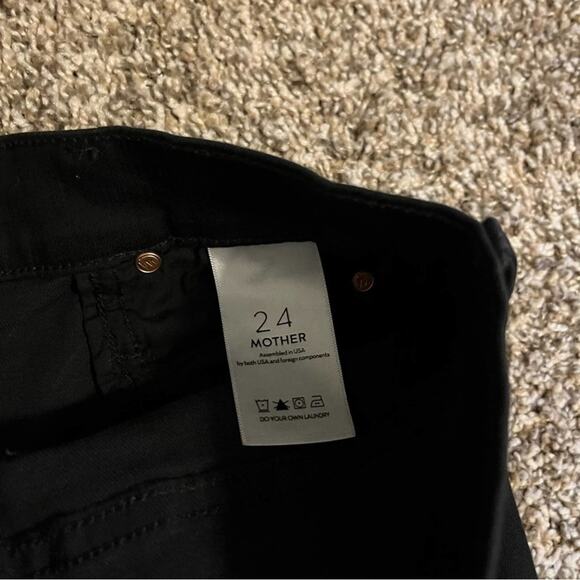 Mother The Cha Cha Fray Black Cropped Bell Flare Jeans Women’s Size 24 - Picture 9 of 15